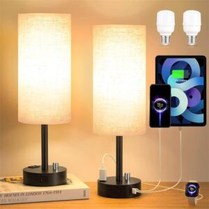 Nighstand Table Light with Charging Port and Socket