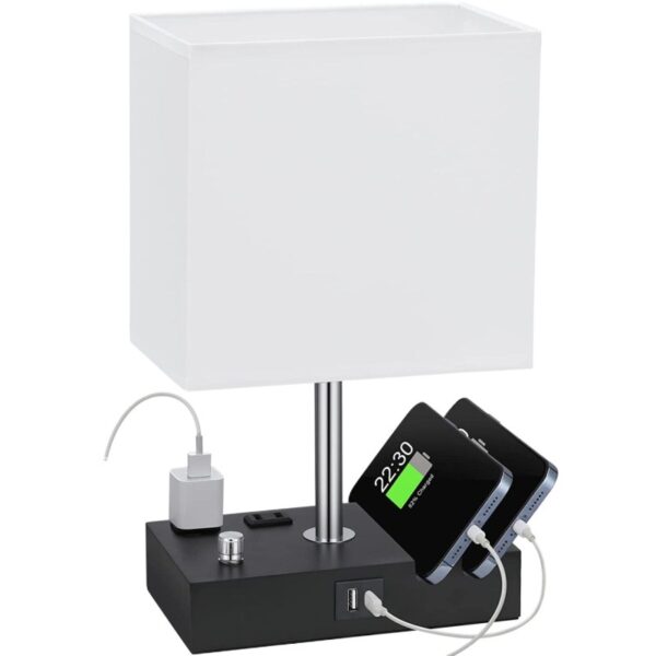 Bedside Desk Lamp with Charging Ports & Phone Stands - Image 3