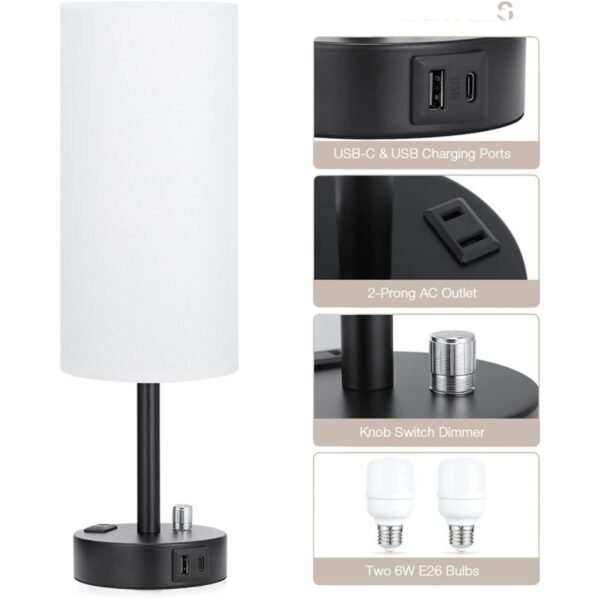 Nighstand Table Light with Charging Port and Socket - Image 5