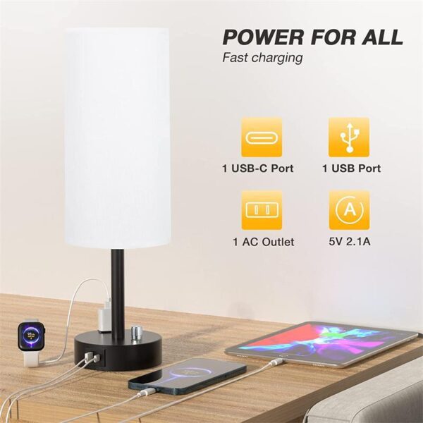 Nighstand Table Light with Charging Port and Socket - Image 6