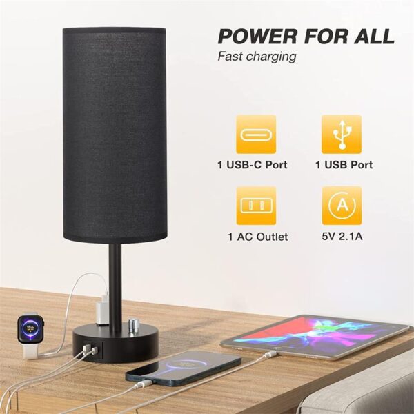 Nighstand Table Light with Charging Port and Socket - Image 7
