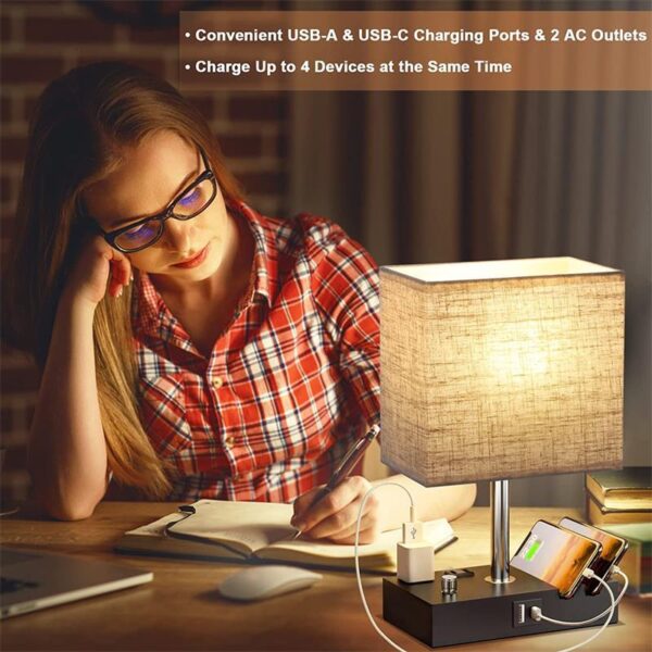 Bedside Desk Lamp with Charging Ports & Phone Stands - Image 8