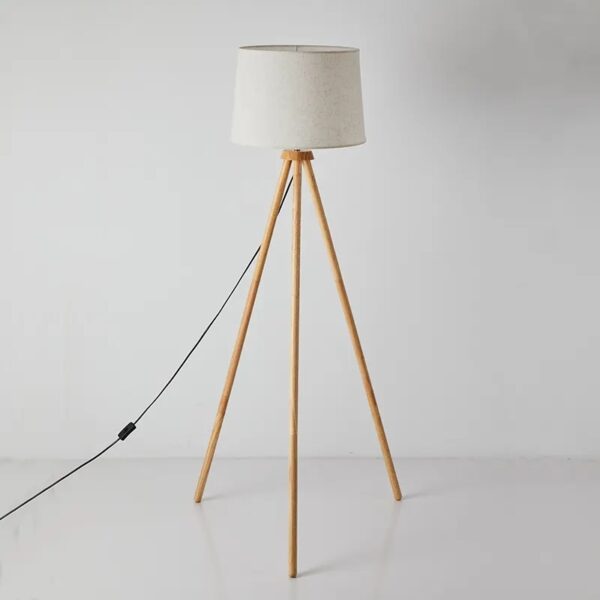 Modern Wood Tripod Standing Floor Lamp - Image 3
