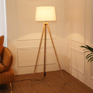Modern Wood Tripod Standing Floor Lamp