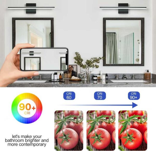 American Style Stainless Chrome Washroom LED Mirror Light - Image 6