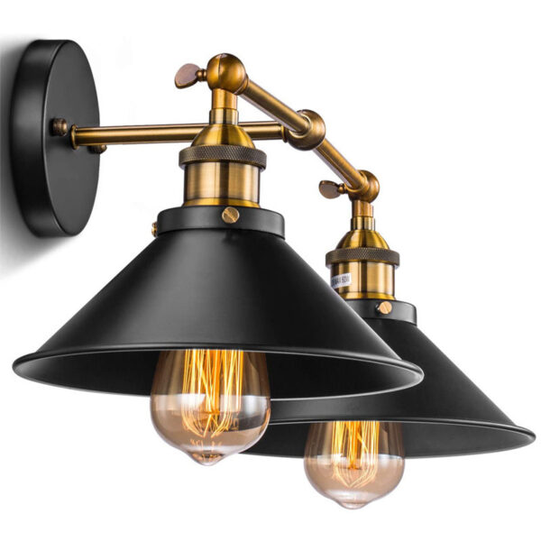 Industrial Vintage Style Black Gold Wall Lamp - Image 8