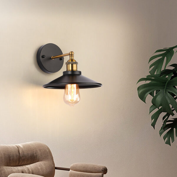 Industrial Vintage Style Black Gold Wall Lamp - Image 2
