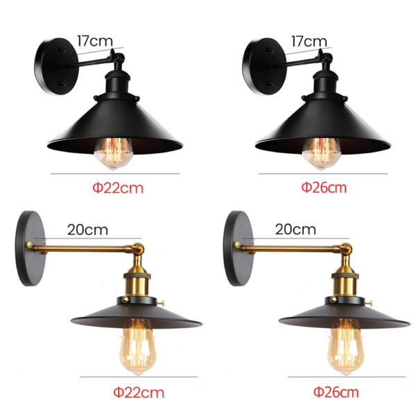 Industrial Vintage Style Black Gold Wall Lamp - Image 7