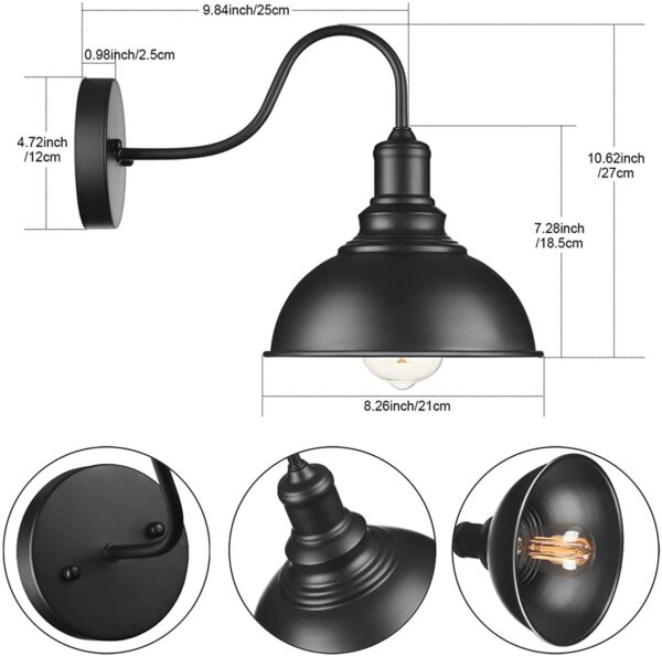 Retre Style Industrial Goose Neck Metal Wall Light - Image 8
