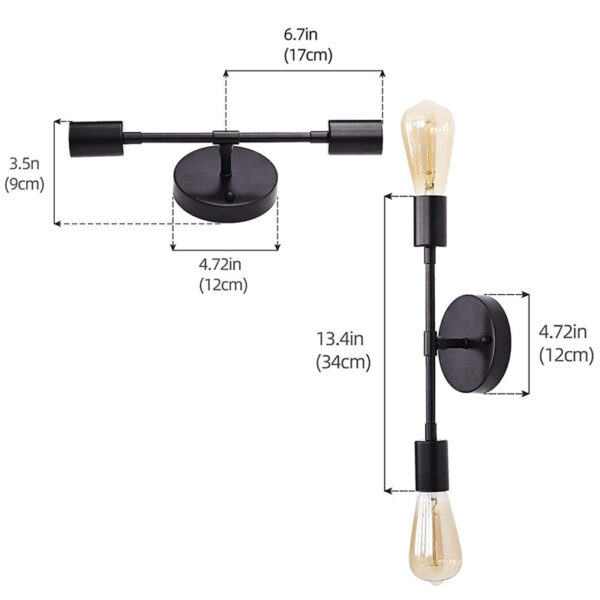 2-Lights Metal Wall Sconce Light Fixture - Image 8