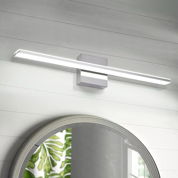 American Style Stainless Chrome Washroom LED Mirror Light - Image 3