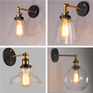 Retro Style Clear Glass Lampshade Wall Lamp