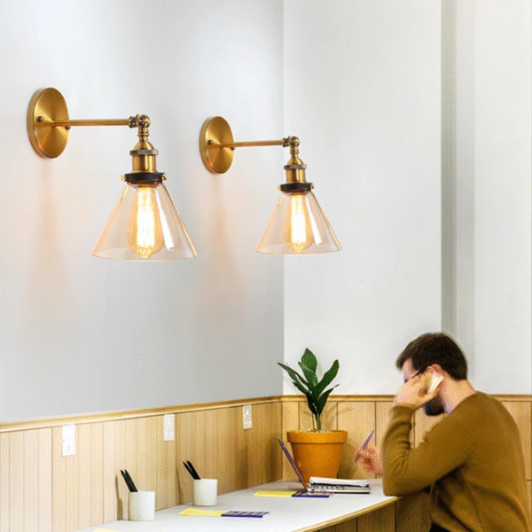 Retro Style Clear Glass Lampshade Wall Lamp - Image 4