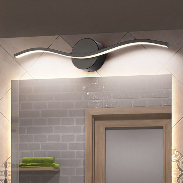 Unique Wave Shape Bathroom Mirror Light Fixture - Image 3