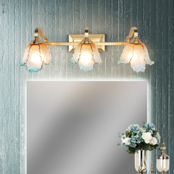 Luxury Copper Flower Shade Bathroom Wall Sconce Light - Image 2