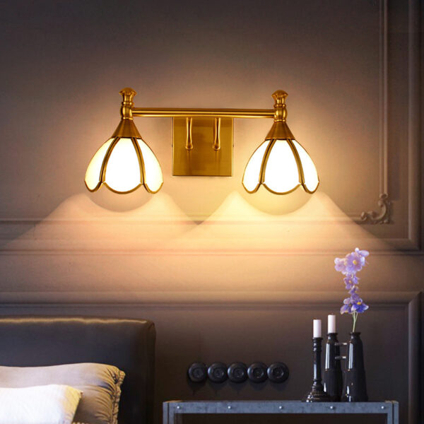 Retro Style Flower Lampshade Bathroom Wall Light Fixture - Image 3