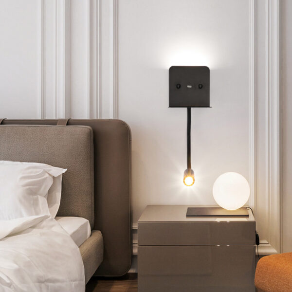 Bedroom Wall Lamps with USB Port and 2 Switches - Image 2