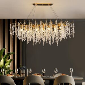 Creative Branch Shape Hanging Lamp Crystal Gold Chandeliers