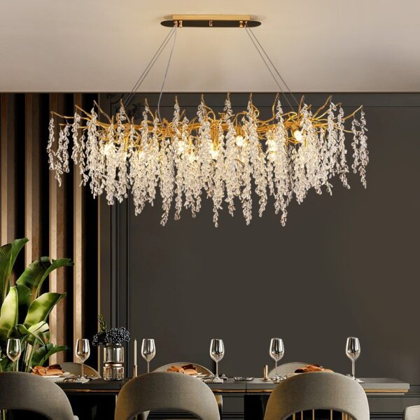 Creative Branch Shape Hanging Lamp Crystal Gold Chandeliers
