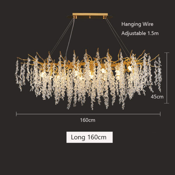 Creative Branch Shape Hanging Lamp Crystal Gold Chandeliers - Image 12