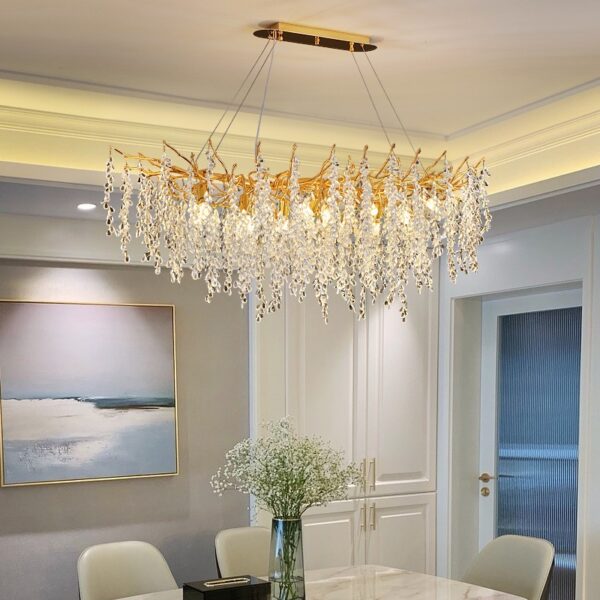 Creative Branch Shape Hanging Lamp Crystal Gold Chandeliers - Image 4