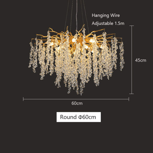 Creative Branch Shape Hanging Lamp Crystal Gold Chandeliers - Image 5