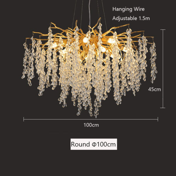 Creative Branch Shape Hanging Lamp Crystal Gold Chandeliers - Image 7