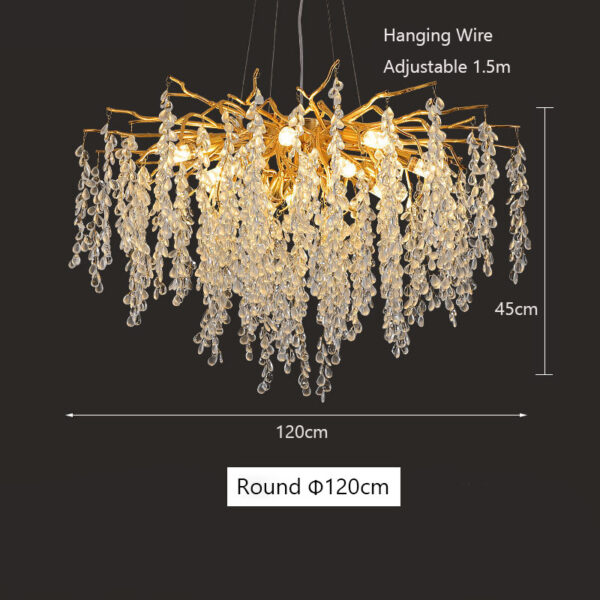 Creative Branch Shape Hanging Lamp Crystal Gold Chandeliers - Image 8