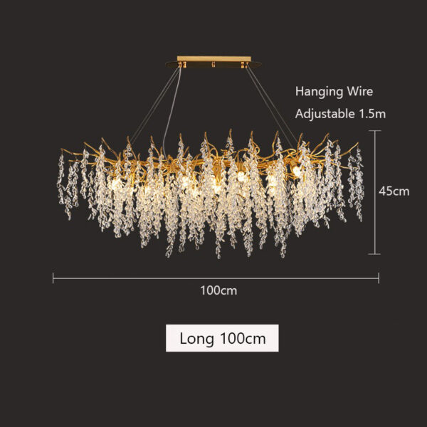 Creative Branch Shape Hanging Lamp Crystal Gold Chandeliers - Image 9