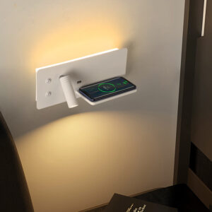 Hotel Bedside Wall Lighting with 2 Lights and Charging Function