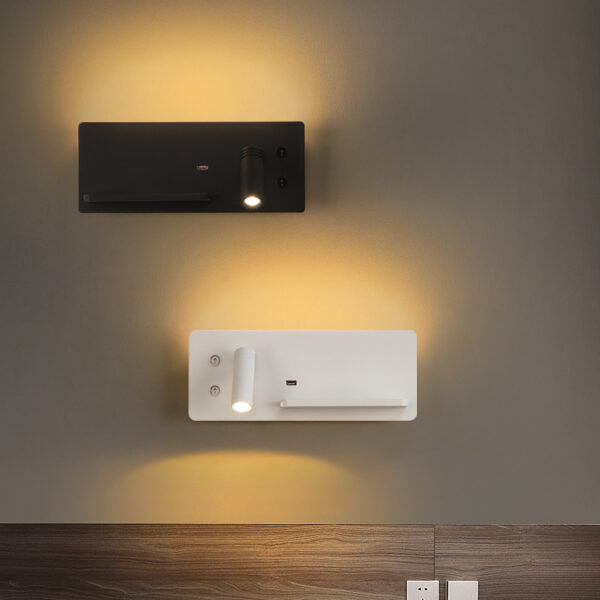 Hotel Bedside Wall Lighting with 2 Lights and Charging Function - Image 3