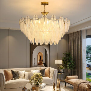 Modern Glass Feather LED Chandelier Hanging Lamps