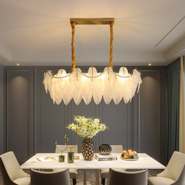 Modern Glass Feather LED Chandelier Hanging Lamps - Image 2