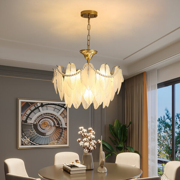 Modern Glass Feather LED Chandelier Hanging Lamps - Image 3