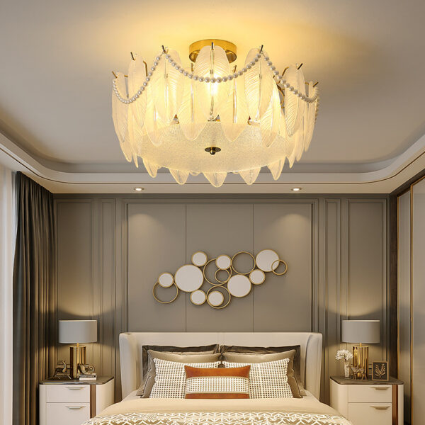Modern Glass Feather LED Chandelier Hanging Lamps - Image 4