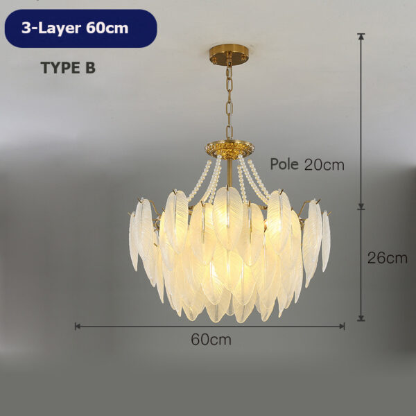 Modern Glass Feather LED Chandelier Hanging Lamps - Image 9