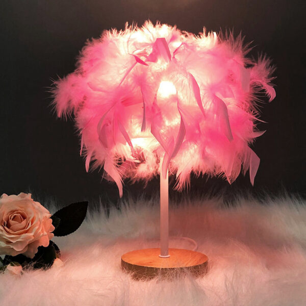 Compact Size Feather Lampshade Cozy Desk Lamps - Image 6