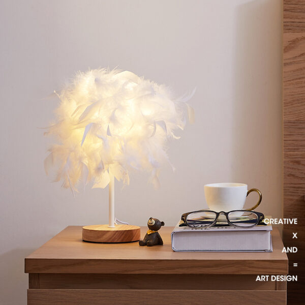 Compact Size Feather Lampshade Cozy Desk Lamps - Image 4