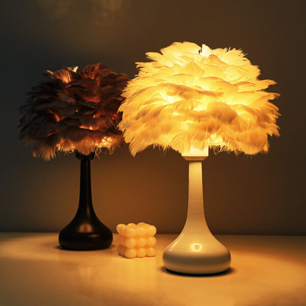 Compact Size Feather Lampshade Cozy Desk Lamps - Image 7