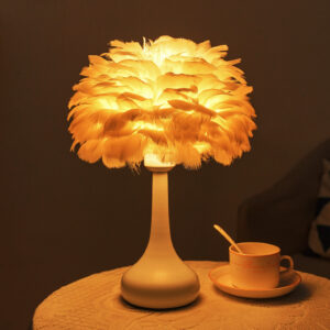 Compact Size Feather Lampshade Cozy Desk Lamps