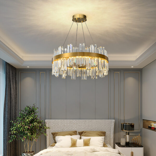 Gold Crystal Luxury Chandelier LED Haning Lamp - Image 2