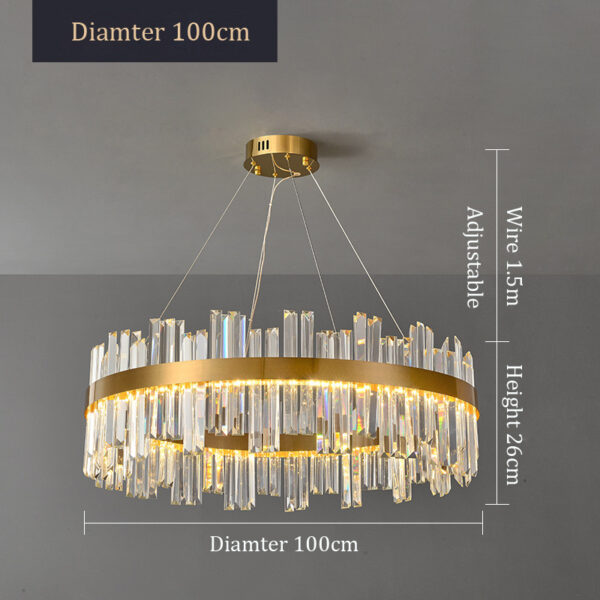 Gold Crystal Luxury Chandelier LED Haning Lamp - Image 8