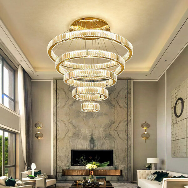 Luxury Crystal Round Ring LED Chandelier Lights - Image 2