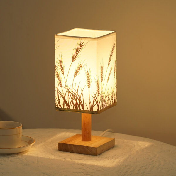 Wood Base Fabric Shade Small Desk Lamps - Image 2