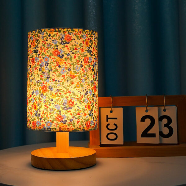 Wood Base Fabric Shade Small Desk Lamps - Image 3
