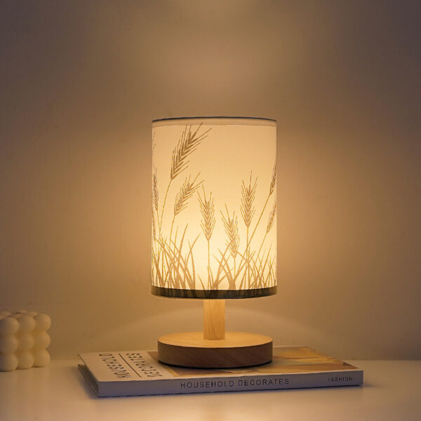 Wood Base Fabric Shade Small Desk Lamps - Image 4