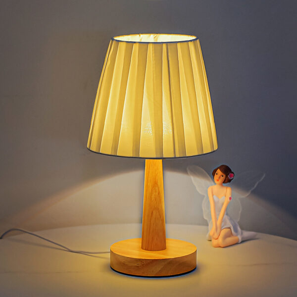 Wood Base Fabric Shade Small Desk Lamps - Image 5