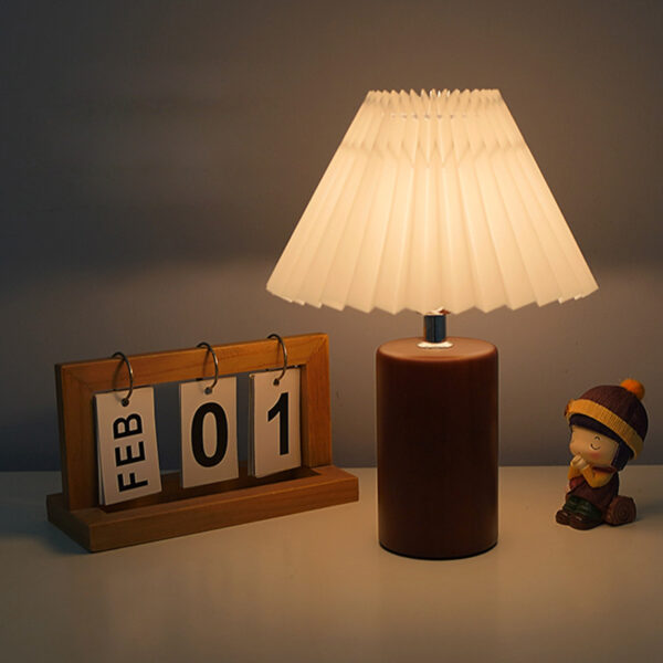 Wood Base Fabric Shade Small Desk Lamps - Image 8